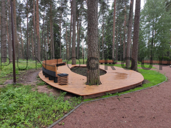 Скамейка радиусная со спинкой, 1 п.м.